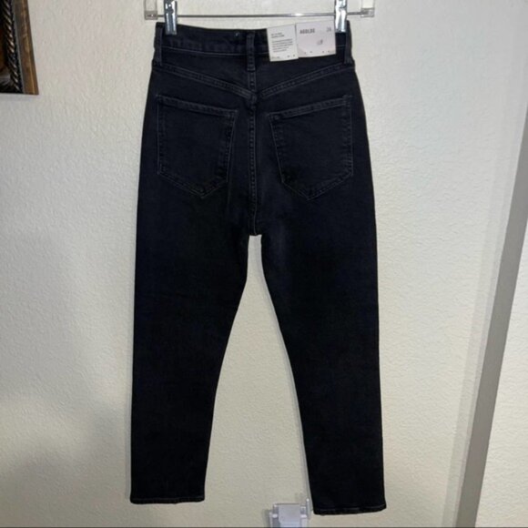 Agolde Black Riley High Rise Straight Crop Size 24 New With Tags - Picture 5 of 10